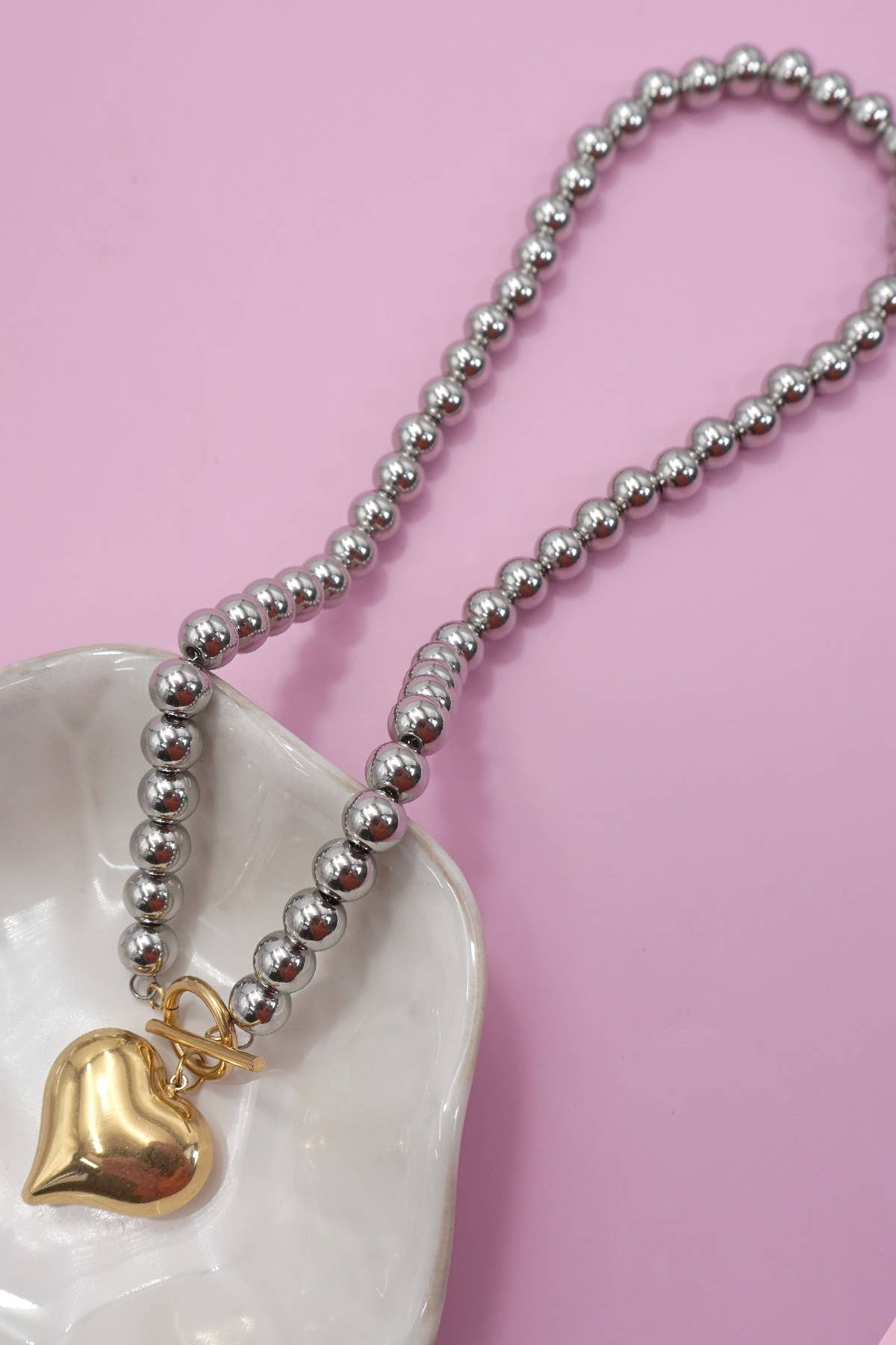 Two tone heart necklace