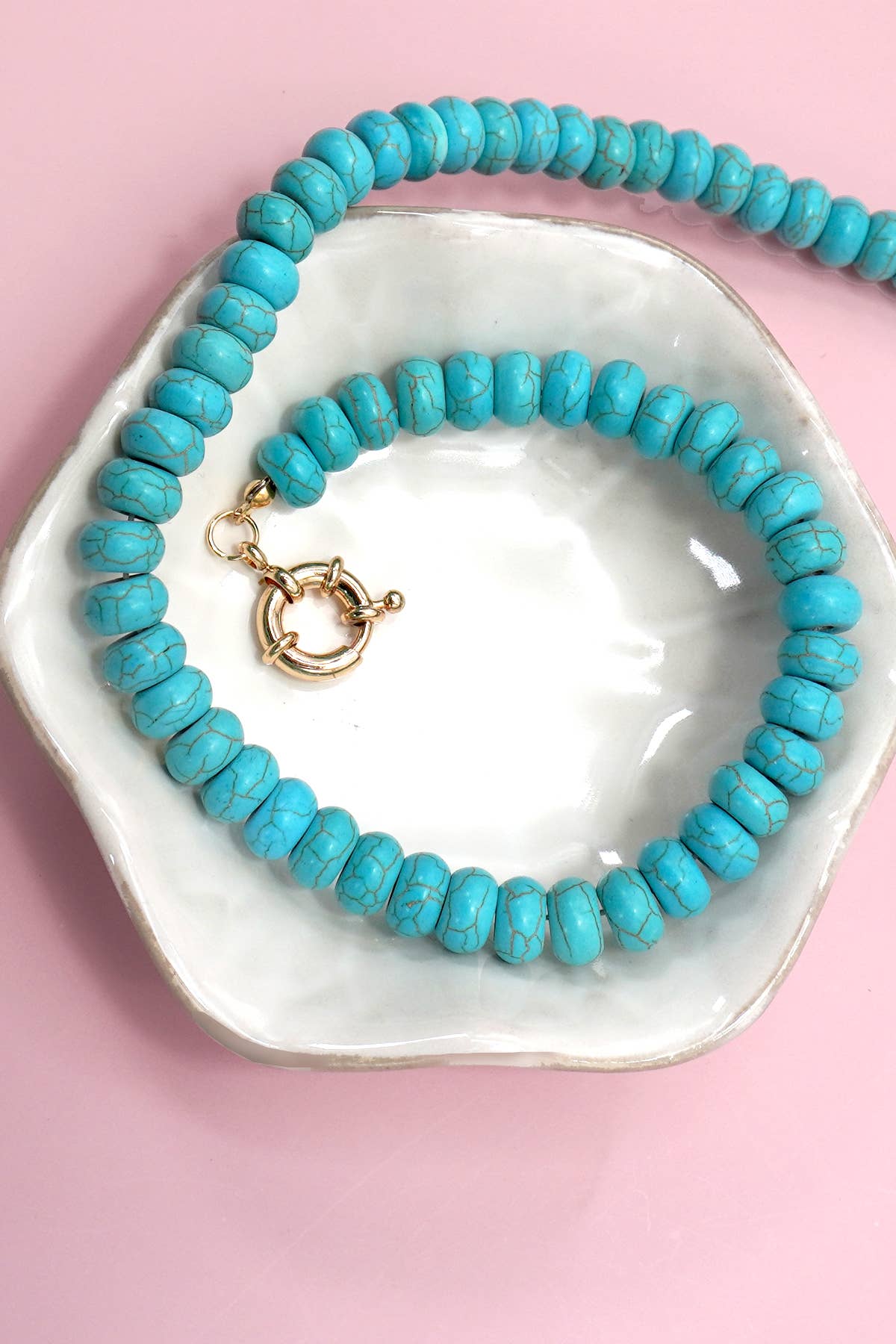 Natural stone necklace- Pink & Blue