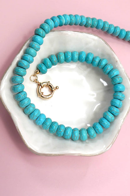 Natural stone necklace- Pink & Blue
