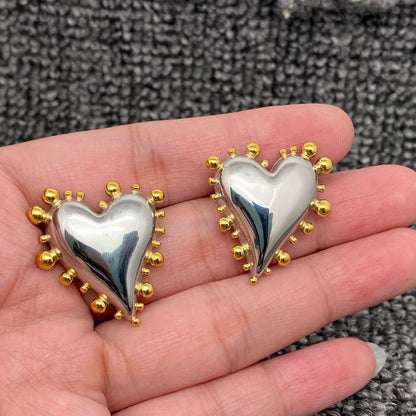 Two-tone Heart Earrings
