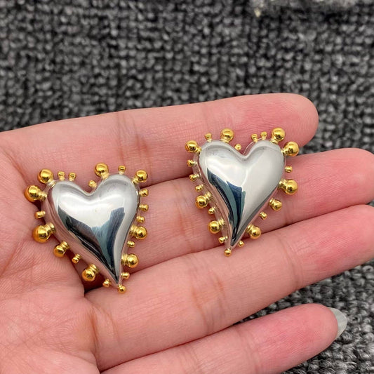Two-tone Heart Earrings