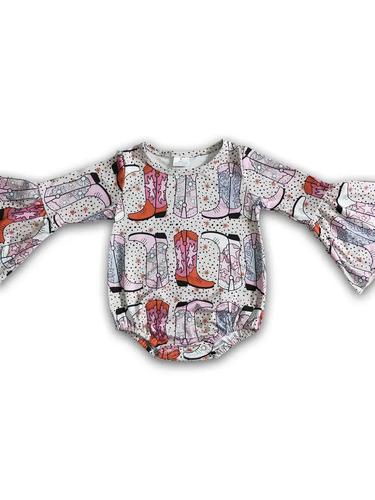 bell sleeve boot romper