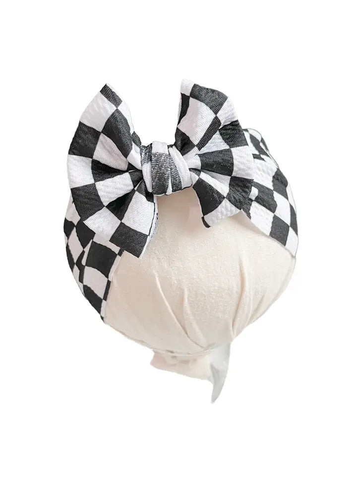 black & white checkered headwrap