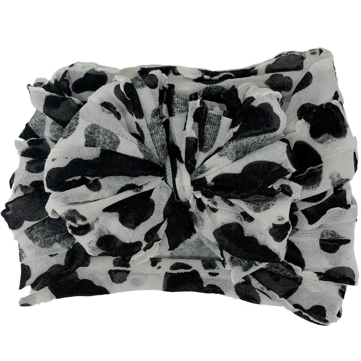cow print ruffle headwrap