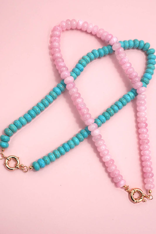 Natural stone necklace- Pink & Blue
