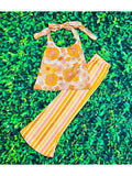floral halter & striped pants set