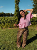 leopard ribbon pants